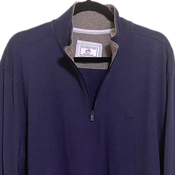 NWOT Men's Southern Tide the Skipjack Navy Quarter Zip Sweatshirt Size L - Picture 2 of 9